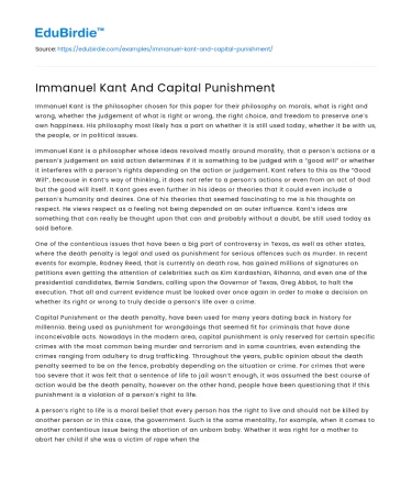 Immanuel Kant And Capital Punishment