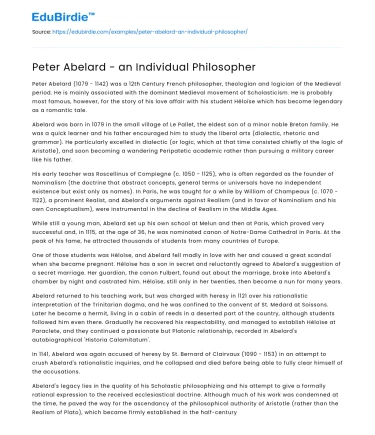 Peter Abelard – an Individual Philosopher