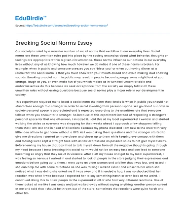 Breaking Social Norms Essay