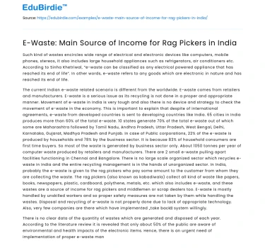 E-Waste Economy: A Lifeline for India’s Rag Pickers