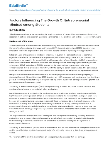 What is an Entrepreneurial Mindset