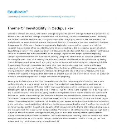 Theme Of Inevitability In Oedipus Rex
