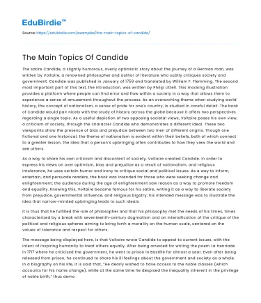 The Main Topics Of Candide