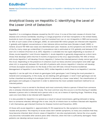 Analyzing Hepatitis C: Lower Limit of Detection