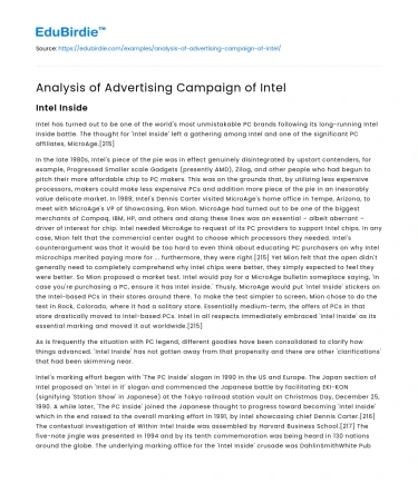 Intel’s Strategic Advertising Initiatives
