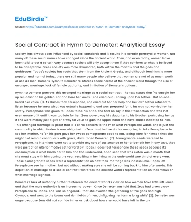 Social Contract in Hymn to Demeter: Analytical Essay