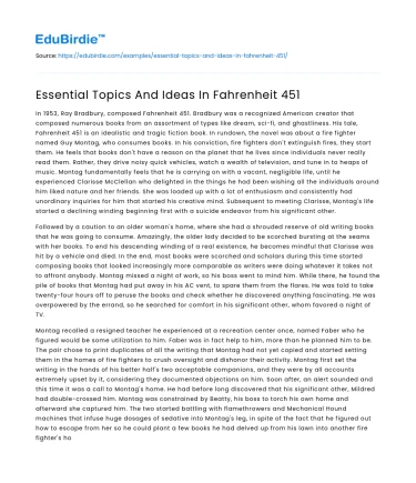 Essential Topics And Ideas In Fahrenheit 451