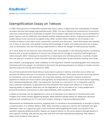 Exemplification Essay on Tattoos