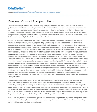 Pros and Cons of European Union