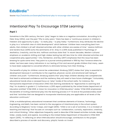 Intentional Play To Encourage STEM Learning