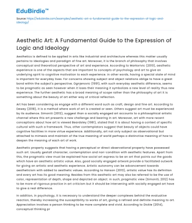 Aesthetic Art: Bridging Logic and Ideology