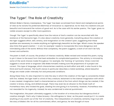 The Tyger’: The Role of Creativity