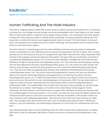 Human Trafficking And The Hotel Industry