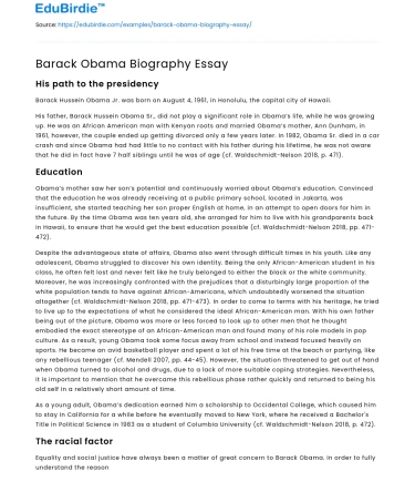 Barack Obama Biography Essay