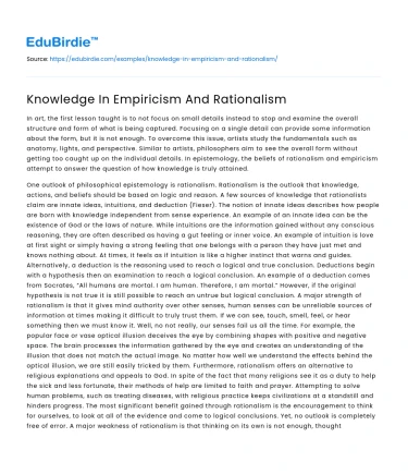 Knowledge In Empiricism And Rationalism