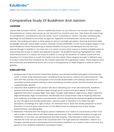 Comparative Study Of Buddhism And Jainism