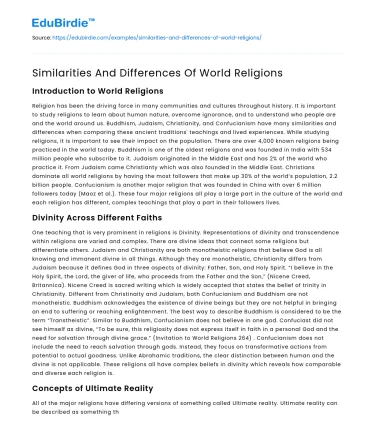 Similarities And Differences Of World Religions
