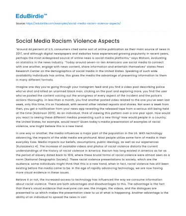 Social Media Racism Violence Aspects