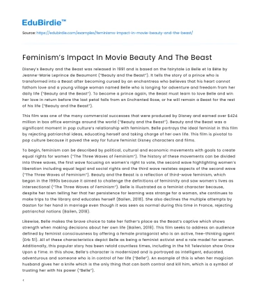 Feminism’s Impact In Movie Beauty And The Beast