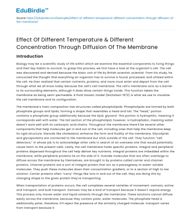 Impact of Temp & Concentration on Membrane Diffusion