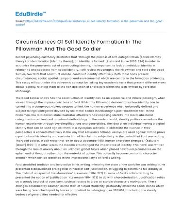 Self-Identity Formation in The Pillowman & The Good Soldier