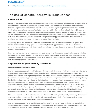 The Use Of Genetic Therapy To Treat Cancer