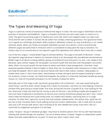 The Types And Meaning Of Yoga