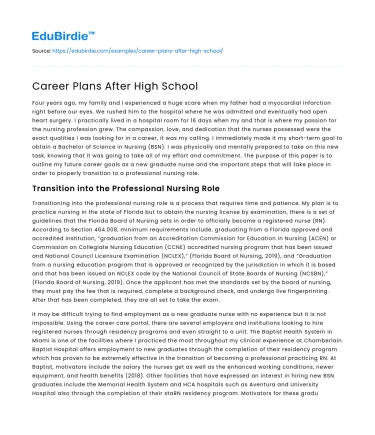 Career Plans After High School