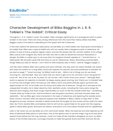 Bilbo Baggins’ Character Development in ‘The Hobbit’