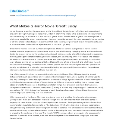 What Makes a Horror Movie ‘Great’: Essay