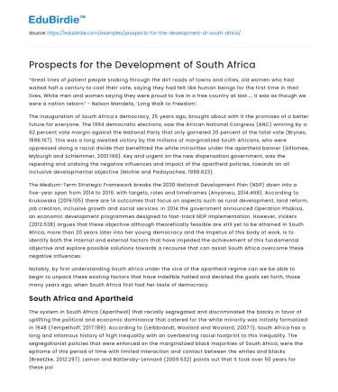 Prospects for the Development of South Africa
