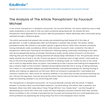 Foucault’s Concept of Panopticism