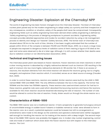 Engineering Disaster: Explosion at the Chernobyl NPP