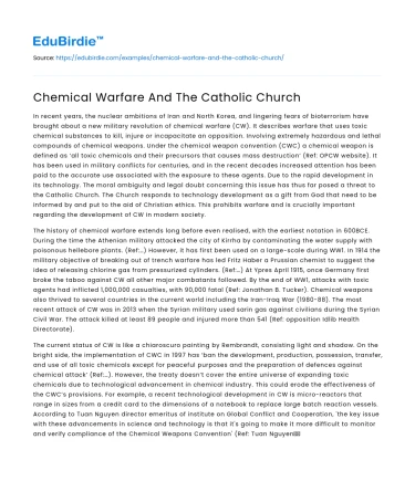 Chemical Warfare And The Catholic Church