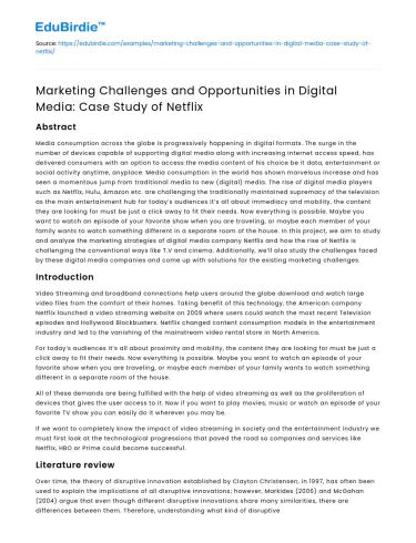 Netflix: Marketing Challenges & Opportunities in Digital Media