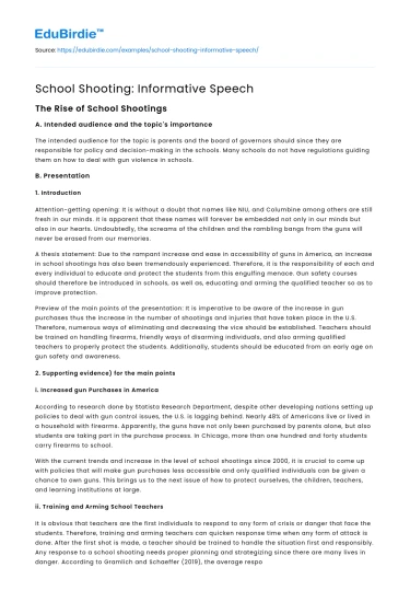 School Shooting: Informative Speech