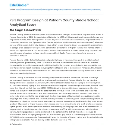 PBIS Implementation at Putnam County Middle School