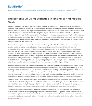 The Benefits Of Using Statistics In Financial And Medical Fields