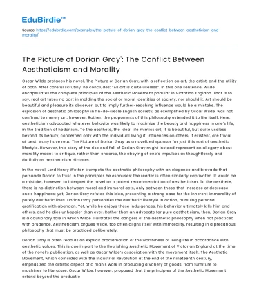 Conflict: Aestheticism vs Morality in ‘Dorian Gray’