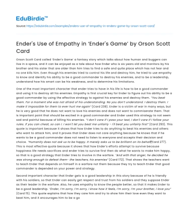 Ender’s Use of Empathy in ‘Ender’s Game’ by Orson Scott Card