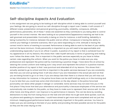 Self-discipline Aspects And Evaluation