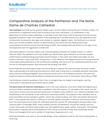 Comparison: Parthenon vs Notre Dame de Chartres