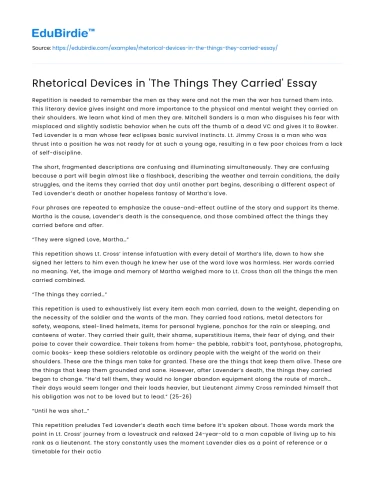Rhetorical Devices in ‘The Things They Carried’ Essay