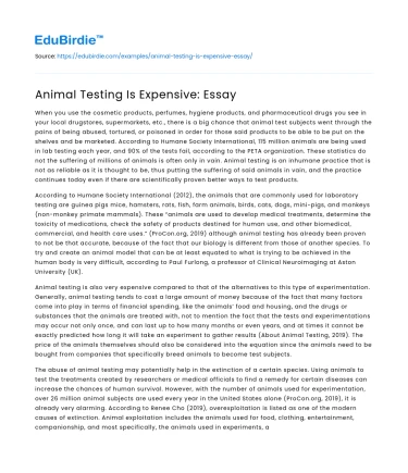 Animal Testing Is Expensive: Essay