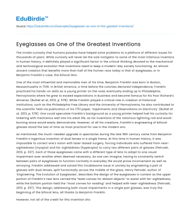 Eyeglasses as One of the Greatest Inventions