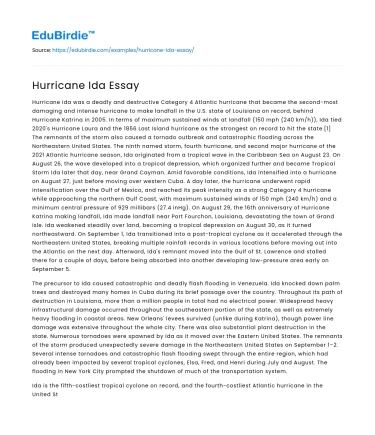 Hurricane Ida Essay