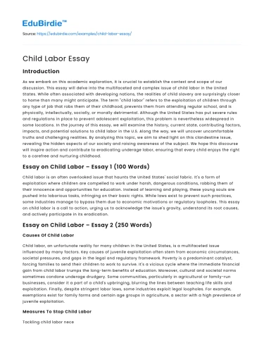 Child Labor Essay