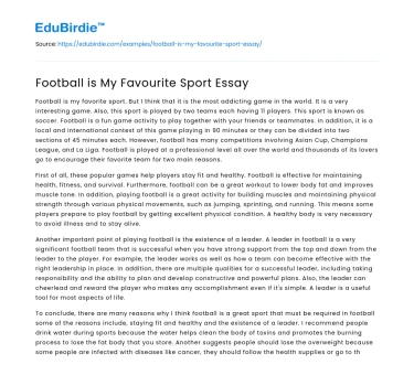 Football is My Favourite Sport Essay