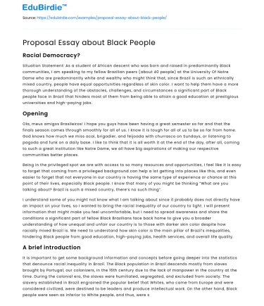 Proposal Essay about Black People