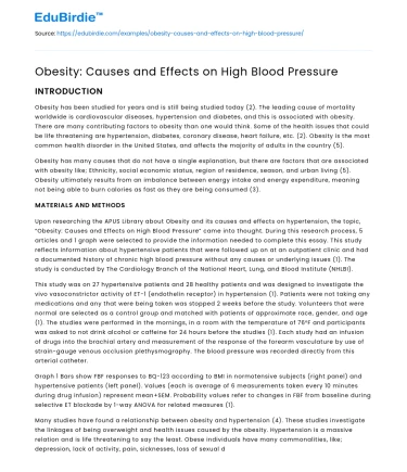 Obesity: Causes and Effects on High Blood Pressure